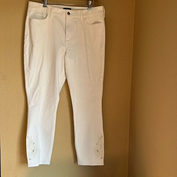 NYDJ Alina Ankle Jeans White embellished 14 - Picture 1 of 12